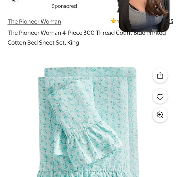 Aqua Floral Ruffled Bedding Set - Picture 2 of 2